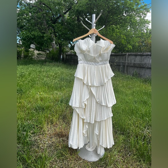 AMUR Cream Strapless Layered Maxi Dress - Picture 2 of 5